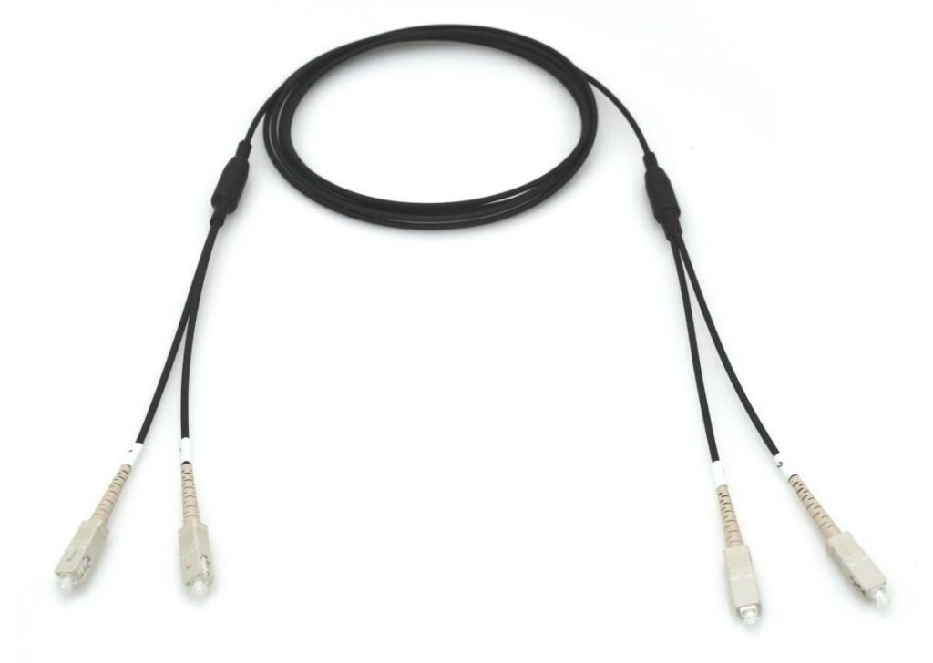 Fiber optic cable with four connectors.