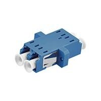 Blue fiber optic cable adapter connector.