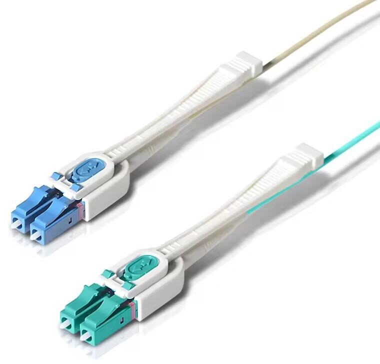 Fiber optic cables with LC connectors.
