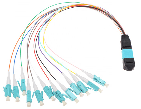 Fiber optic cable with multiple connectors.