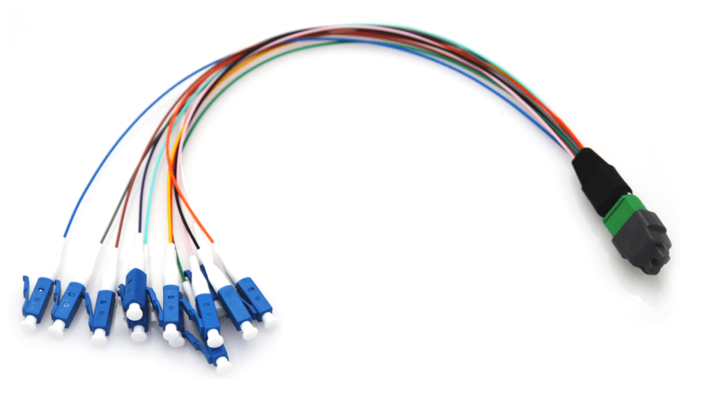 Fiber optic cable with multiple connectors.