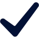 Dark blue check mark on white background.