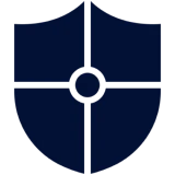 Dark blue shield with cross pattern.